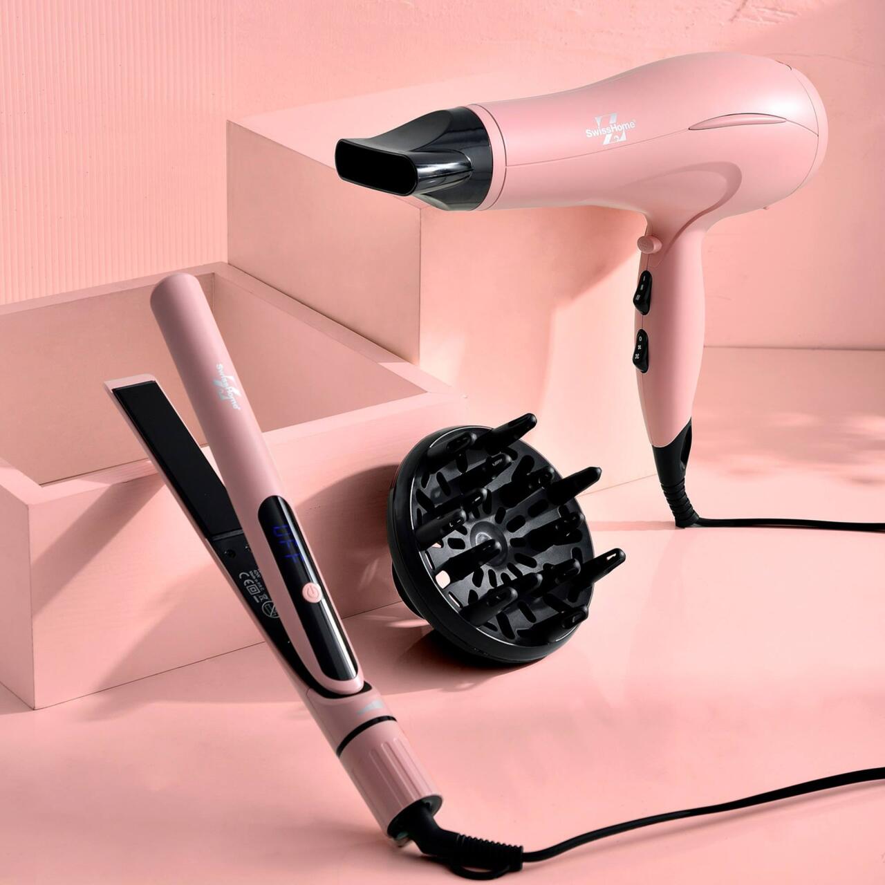 Set Secador y Plancha de Pelo Swiss Home