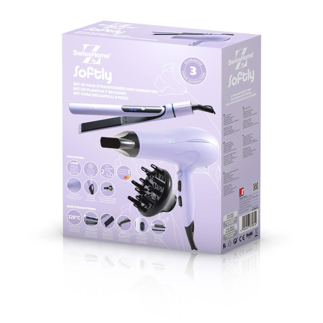 Set Secador y Plancha de Pelo Swiss Home