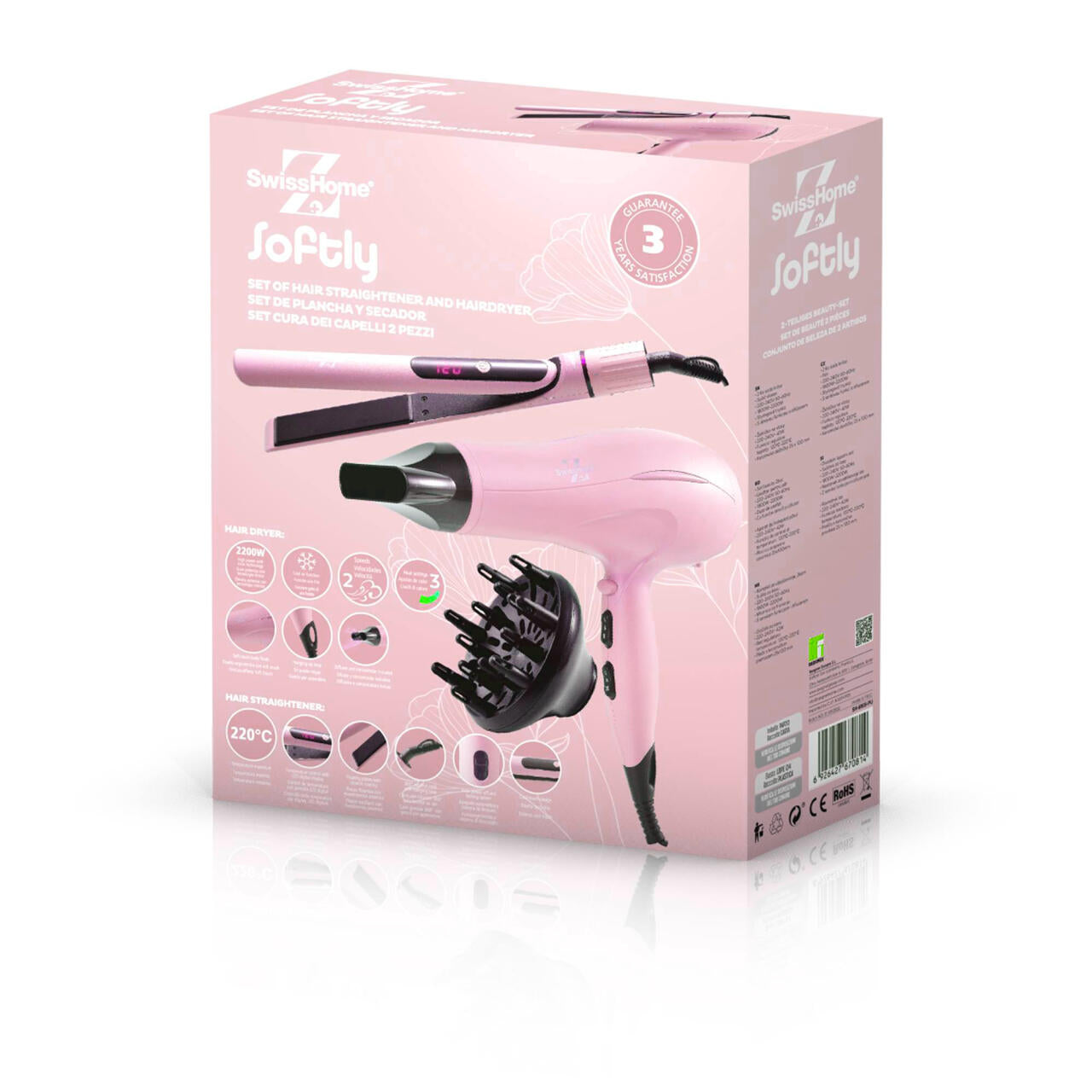 Set Secador y Plancha de Pelo Swiss Home