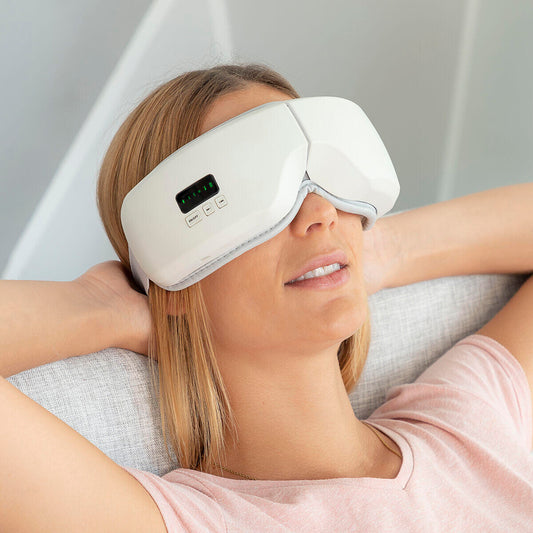 🌙Relájate al Máximo: Masajeador Ocular 3 en 1 con Calor y Música🎵💆‍♀️